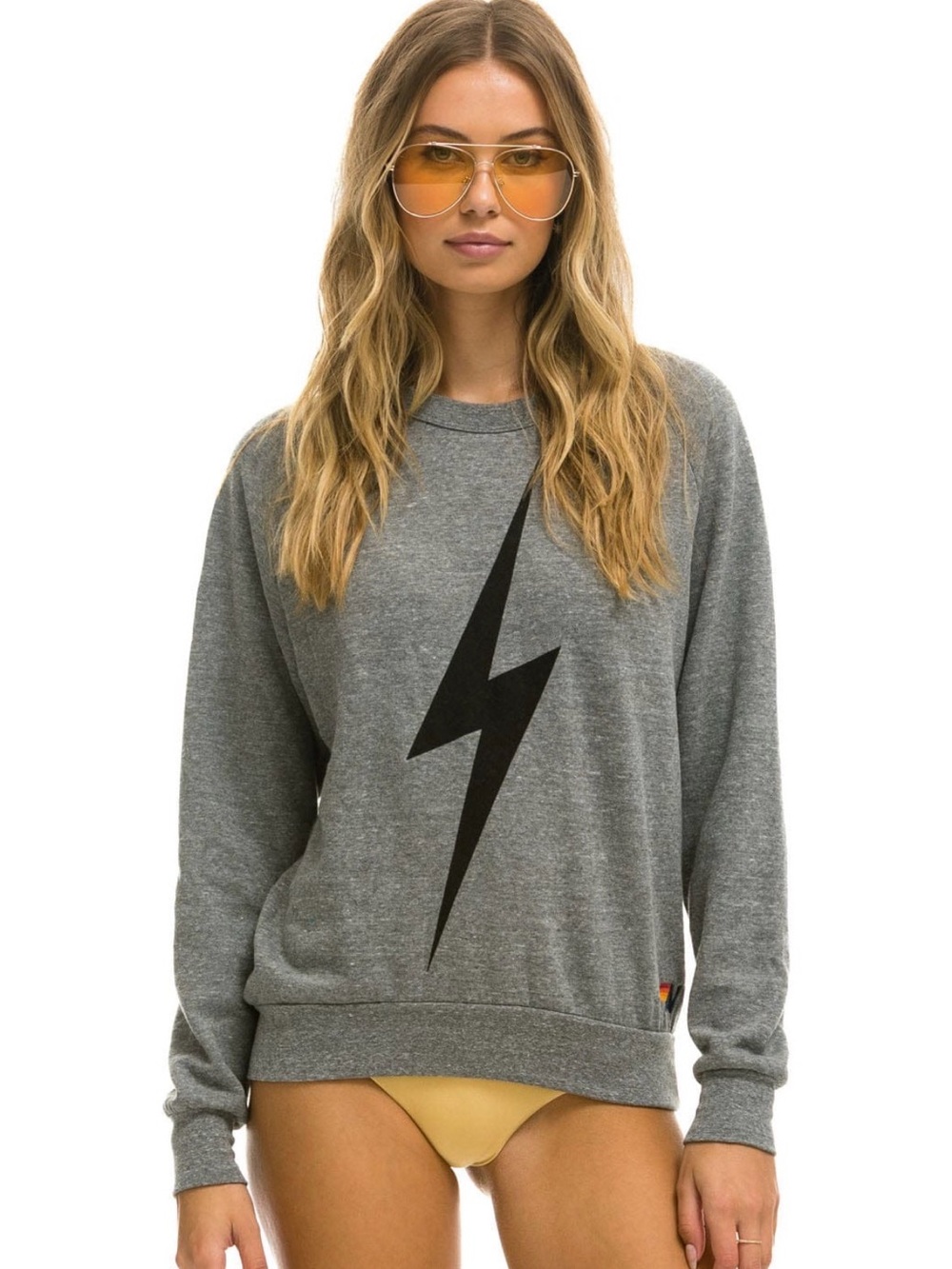 NWT Aviator Nation BOLT SWEATSHIRT - HEATHER GREY (with AN Bag)